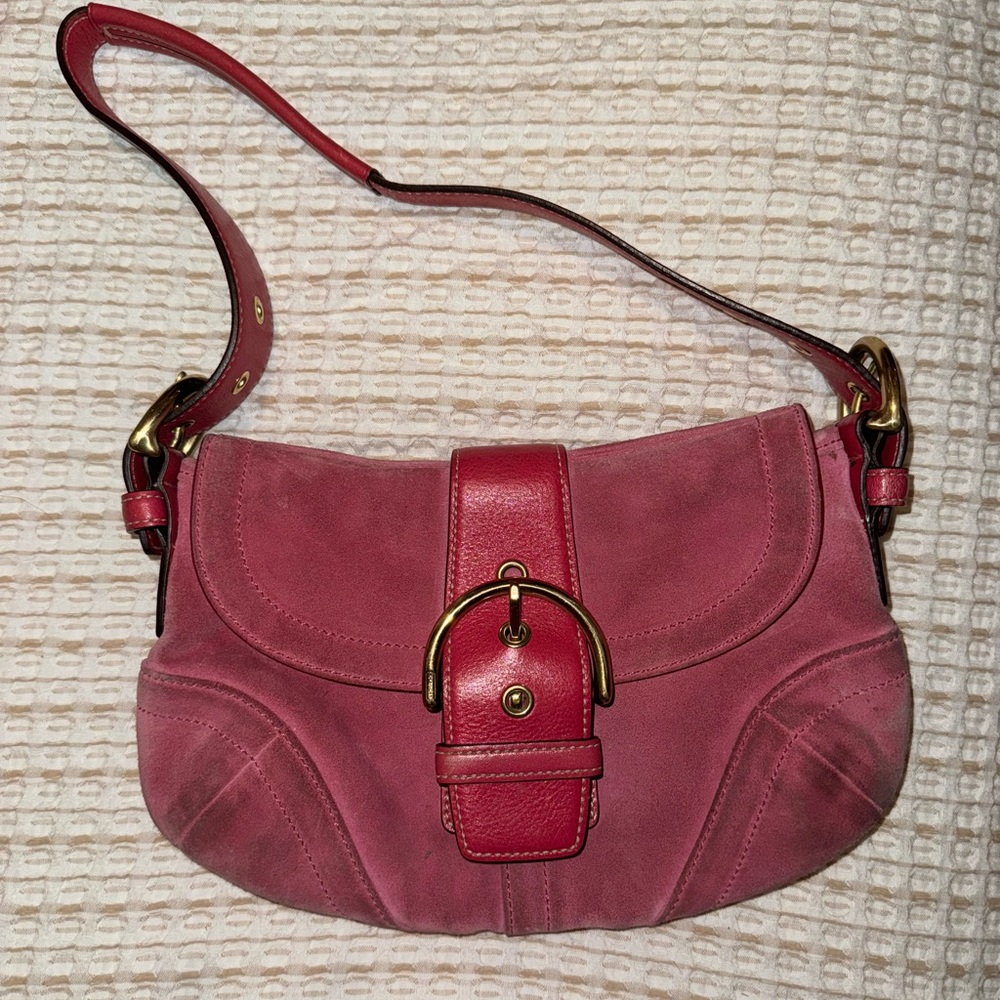 Pink suede coach purse